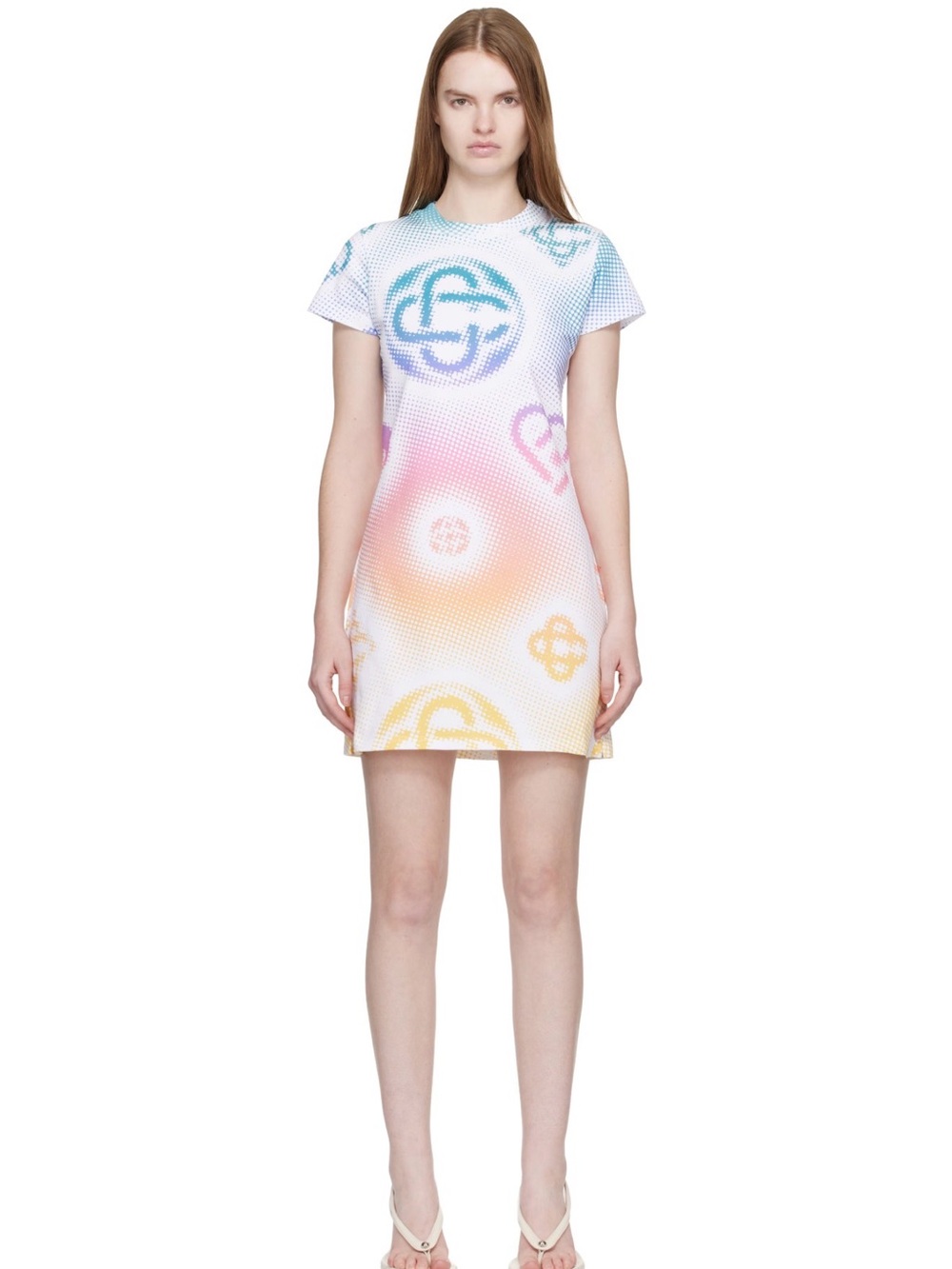 Casablanca Multicolor Halftone Logo T‑Shirt Minidress